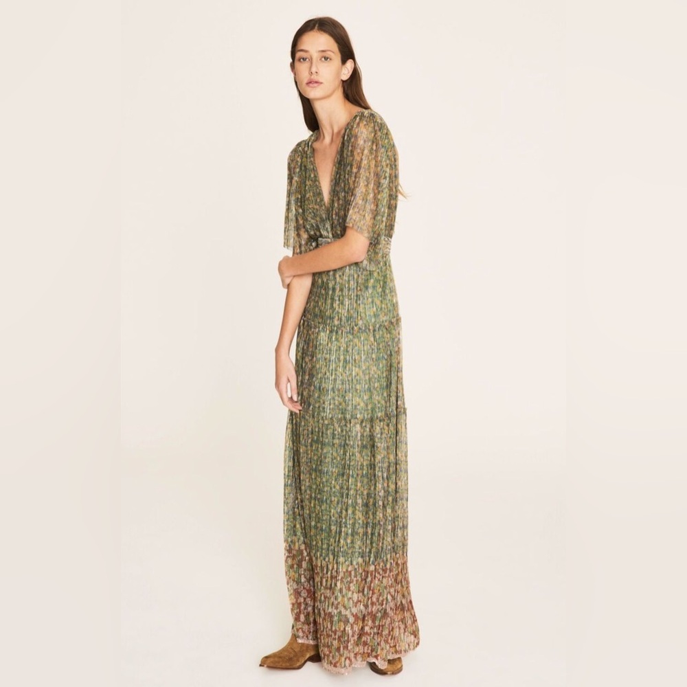 BA&SH PERLA GREEN GLITTER DRESS - Picture 2 of 8
